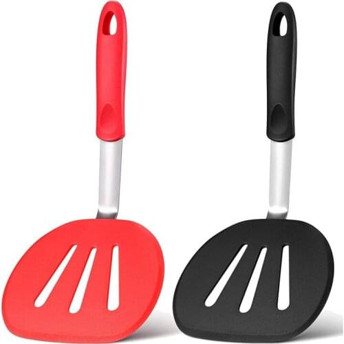 2 Pieces Silicone Turners,Flexible Pancake Turner,Wide Round Kitchen Flipper Spatula,for Eggs Pancakes Burgers Steaks