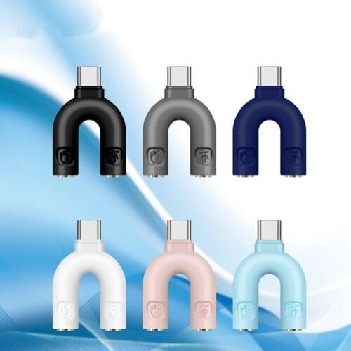 2 In 1Type-C U-type Converter For HUAWEI XIAOMI Type-c One Minute Two U Computer Adapter Mobile Phone Audio Headset Cable Hub