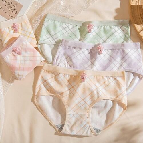 2021 Women New Underwear Bowknot Ladies Underpants Cotton Panties Student Breathable Lingerie Girl Mid-waist Kawaii Star Briefs