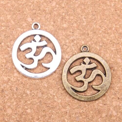 6pcs Charms Yoga OM 25mm Antique Pendants,Vintage Tibetan Silver Jewelry,DIY for bracelet necklace