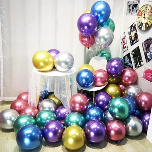 50Pcs Chrome Metallic Latex Balloon Gold Silver Round Balloons Metallic Inflatable Helium Balloon Christmas Birthday Party Decor