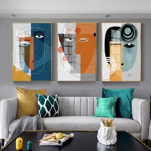 Picasso Abstract Figures Geometric Lines Light Luxury Porch Decorative Painting Murals Simple Nordic Core Frameless