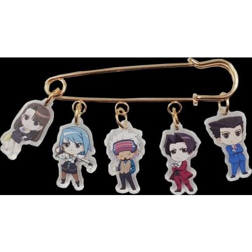 Hot Sale Korean New Acrylic Anime Cartoon Game Ace Attorney Brooch Overcoat Swearter Bag Badge Classic Women Men Jewelry Gift