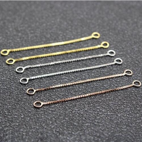 4pcs Rose Gold 925 Sterling Silver Jewelry Box Chain Silver Extender Chain for Jewelry Making DIY Extended Chain Jewelry finding