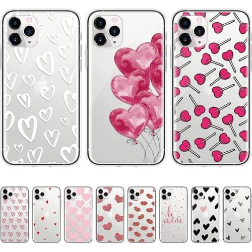 Love Heart Phone Case For iPhone 12 11 Pro X XR XS Max 8 6 6s Plus 5 5s SE 2020 Soft TPU Back Cover For iPhone 7 Plus Coque Capa