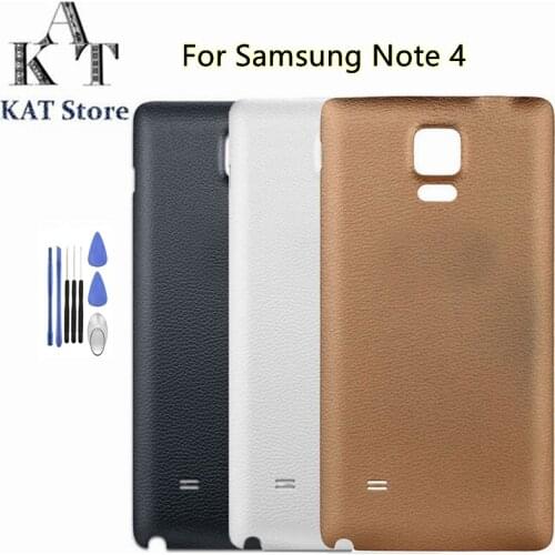 For SAMSUNG Galaxy Note 4 SM-N910 Battery Back Glass Cover Rear Door Housing Case with camera lens frame+adhesive + Tools
