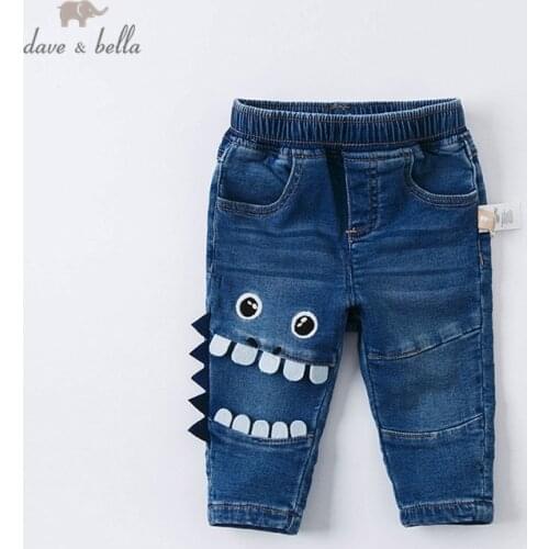 DB14817 dave bella autumn baby boys fashion cartoon pockets pants children full length kids pants infant toddler trousers