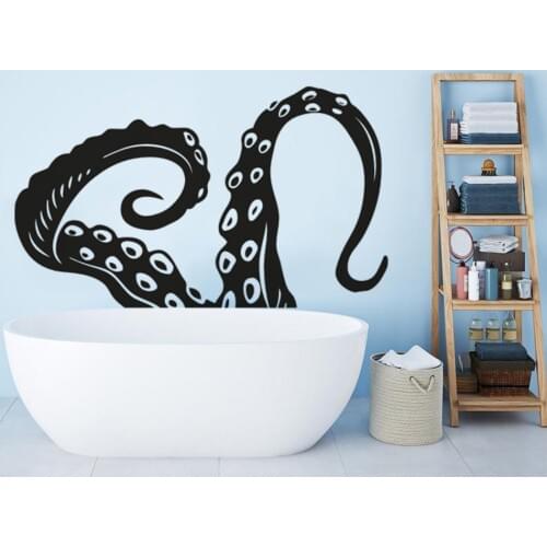 Bathroom Decor Simple Octopus Tentacles Wall Sticker Waterproof Octopus Pattern Wall Art Decal Removable Octopus Wallpaper AZ396