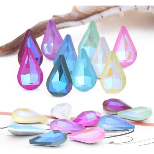 Astrobox New Sharp Drop Mocha Fluorescence Crystal Rhinestone Decorative Glass Loose Beads Stone DIY Clothing Jewelry Making