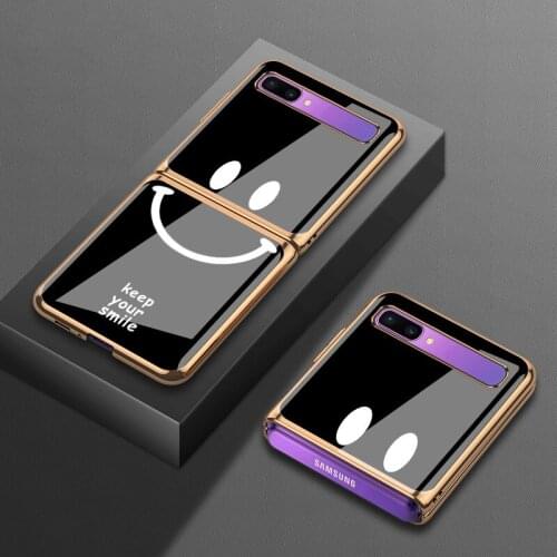 For Samsung zflip mobile phone case f7000 electroplating f700f glass case 5g folding f7070 protective case