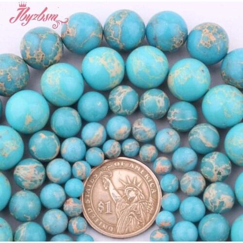 6,8,10,12,14mm Smooth Round Beads Skyblue Sea Sediment Stone Beads For DIY Necklace Bracelats Jewelry Making 15" Free Shipping