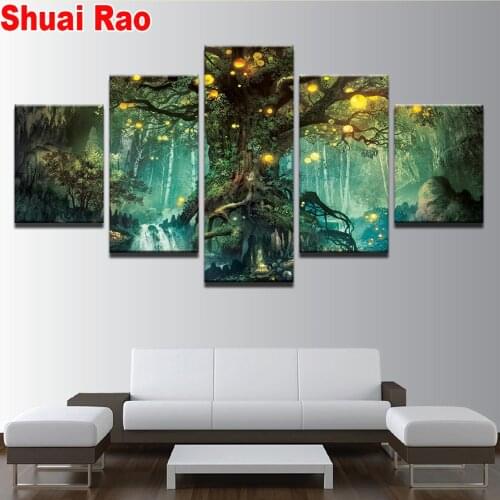Enchanted Tree Scenery diamond painting full square round cross stitch diamond set mosaic 5d diamond embroidery 5 piece