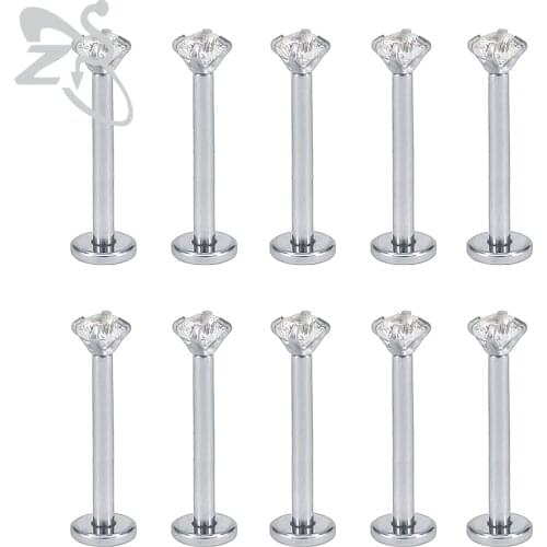 ZS 10 Pcs/set 6-12mm Stainless Steel Lip Nail Nose Ring Accessories Nose Nail Nose Stud Puncture Flesh Body Piercing Jewelry