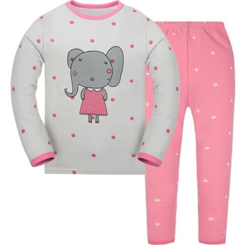Baby Girls Clothes Set Sweatshirt Pink Cartoon Elephant Kids Pajamas Blouse Set Comfort Cotton Shirt