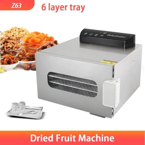 Stainless Steel 6 Trays Food Dehydrator Snacks Dehydration Dryer Fruit Vegetable Herb Meat Drying Machine Household 110V 220V