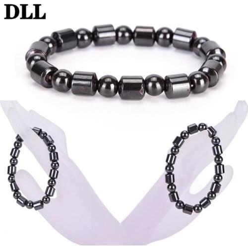 Magnetic Bracelet Mens Slimming Bracelets Women Black Beads Hematite Stone Therapy Health Care Magnet Hematite Beads Bracelet