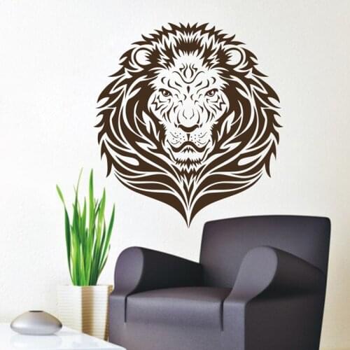 Fashional Lion Head Vinyl Wall Sticker Art Mural Living Room Animals Safari Waterproof Wall Decals Decor DIY