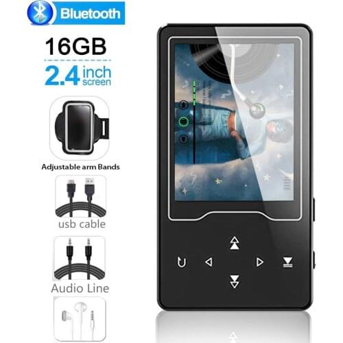 MP4 Player Bluetooth4.2 MP3 Music Player 16GB with 2.4 inch Big Screen MP4 Video Player Supports SD Card up to 128GB with FM