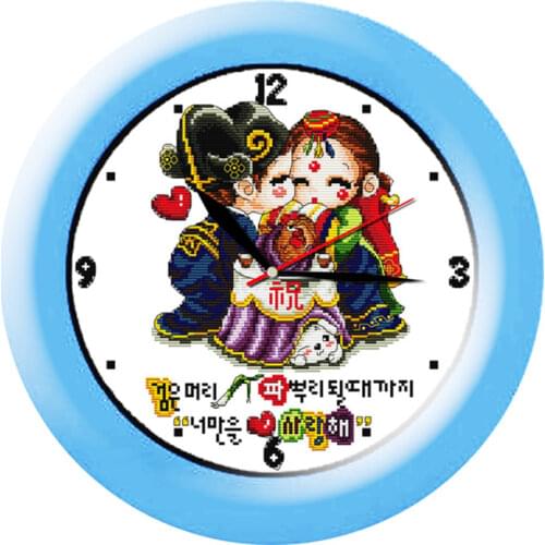Sweet wedding cross stitch kit 14ct 11ct count print canvas wall clock stitching embroidery DIY handmade needlework