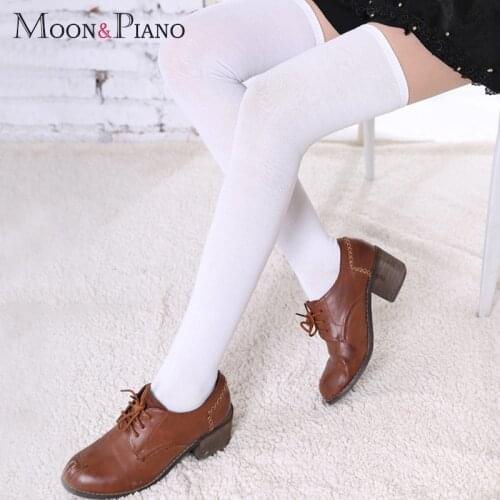 Black High knee Socks Female Warm Sexy Thigh Stockings Girl Student Dance Japanese College Style Non-Slip Elastic Solid Color