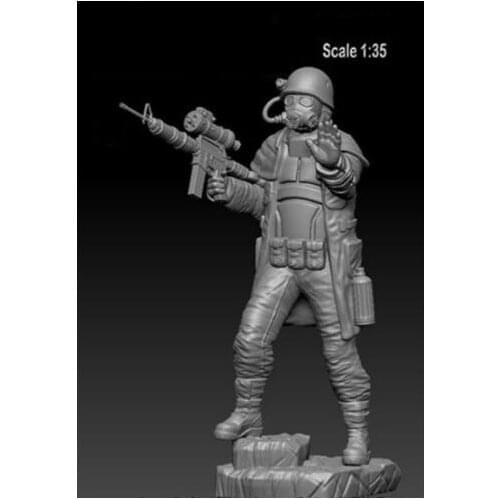 New Unassembled 1/35 US soldier Apocalyptic - Guard with Base (1 figure) Resin Kit DIY Toys Unpainted resin model