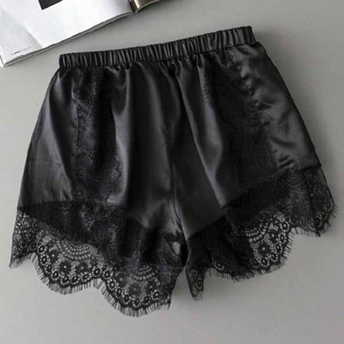 Sleepwear Women Solid Lace Safety Short Pants Under Briefs Shorts Slips Ice Sil Home Sleep Bottoms Nightwear Femme Sexy Summer