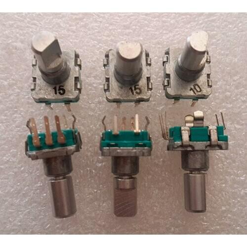 Original new 100% DVD car navigation volume potentiometer with switch 360 degree encoder 30 bit step half axle length 15mm