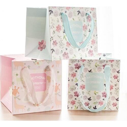 5pcs/lot Floral Print Gift Bags Paper Bag Birthday Wedding Korean Gift Bag Wedding Candy Bags