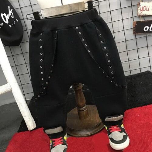 Casual Boy Winter Pants Cotton Thick Warm Trousers boys Fleece Warm Long Pants 2-7Years Elastic High Waisted Baby Kid Pant