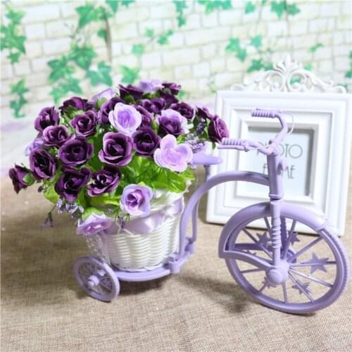 Simple Artificial flower bicycle Stylish Rose Car Crafts Home Improvement Furniture Plastic Bicycle Rattan Rustic Home Decor