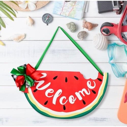 T84E Watermelon Door Sign Summer Door Hanger Wood Front Door Wreath Wall Hanging Housewarming Gift Home Decoration