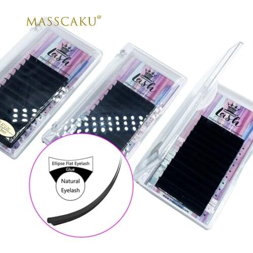 High quality c d curl 100% handmade super natural faux mink soft flat lashes ellipse flat oem flat matte eyelashes extensions