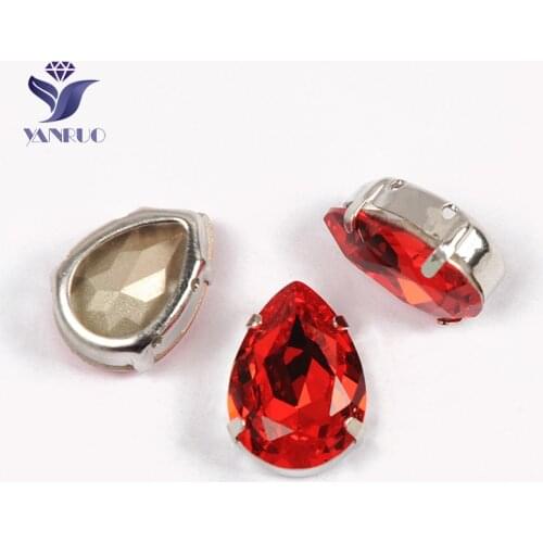 YANRUO 4320 All Sizes Light Siam Drop Crystal Strass DIY Pointed Back Sew On Rhinestones For Needlework And Crafts