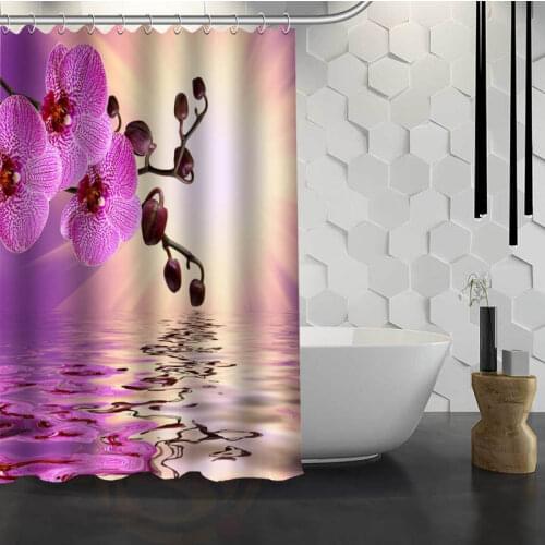 Pink Flower Shower Curtain Bath screens Fashion beautiful Polyester Bath Curtains 66" x 72" curtain for the bathroom