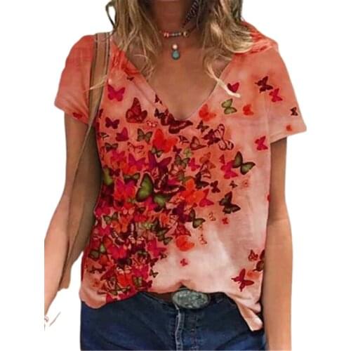Summer Oversized Short Sleeve Tops For Women 3d Abstract Female Butterfly Print T-shirt Casual Tee Plus Size Womans Clothes 6xl