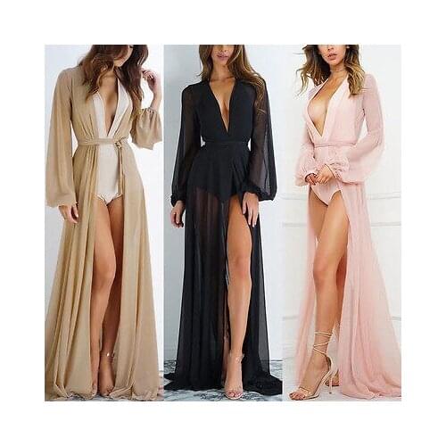 Women Solid Color Chiffon Kimono Summer Holiday Beach Cardigan Bikini Cover Up Wrap Beachwear Loose Clothes