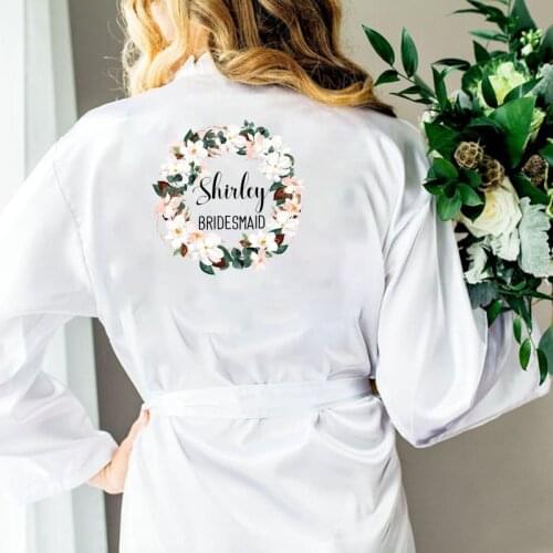 Custom Name Bridesmaid Bride Robe Women Wedding Kimono Robes Sleepwear Nightgown Dress Woman Bathrobe Pajamas