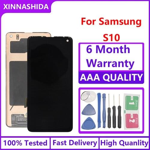 100% Original AMOLED 6.1'' LCD For SAMSUNG Galaxy S10 G973F/DS G973U G973 SM-G973 Display Touch Screen Digitizer Replacement