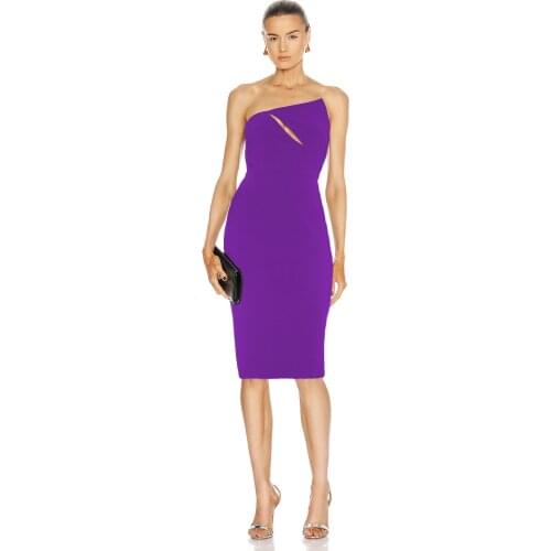 2021 Fashion Women Violet Black Sleeveless Mini Bodycon Bandage Party Dress