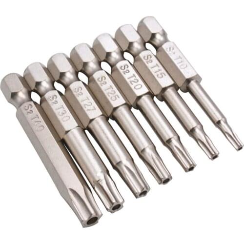 7Pcs Set Star Bit Screwdriver Drill Bits Screw Driver Magnetic 1/4" Hex Shank Hand Tools Five-pointed Star Bore Hole