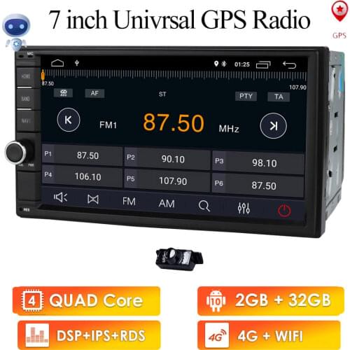 Ossuret 7"Universal Quad Core 2Din Car Android 10 Radio Multimedia Player 4G WIFI 2GRAM 16GROM GPS Navigation MirrorLink Cam BT