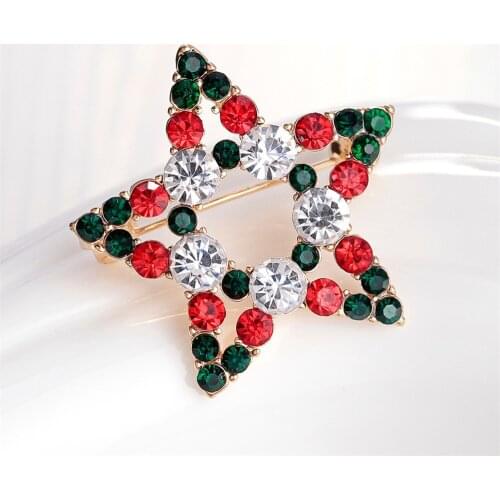 1 pc Hollow Out Christmas Gift Star Rhinestone Brooch Pins For Girls Women Fashion Wedding Jewelry