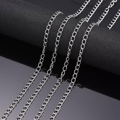 304 Stainless Steel Twist Chains, Unwelded, Stainless Steel Color, 4x3x1mm