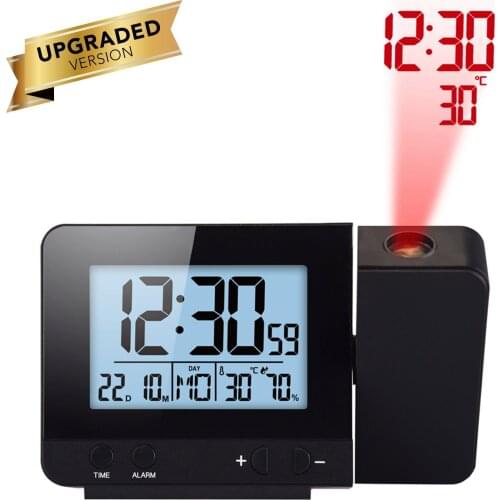 Projector Clock LED Display With Backlight Snooze Alarm Clock Rotate Alarm Clock Home Bedroom Living Room Decor Battery Powered