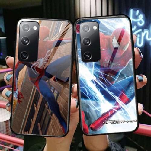 Spider Man Tempered Glass shell Phone case For SamSung Galaxy S8 S9 S10E S20 S21 S5 S30 Plus S20 fe 5G Lite Ultra
