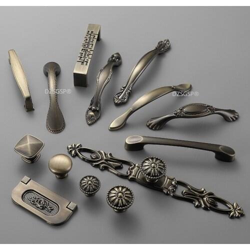 Zinc Alloy Antique Kitchen Drawer Handle Cabinet Cupboard Hardwares Bronze Furniture Wardrobe Knob European Fashion