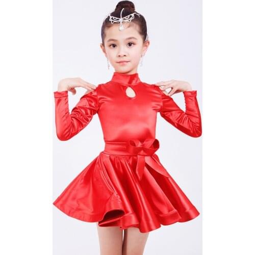 2019 Girl short Sleeves Standard Latin Dance Dress Children Ballroom Dance Dresses Kids Salsa Rumba Cha Cha Samba Tango Dress