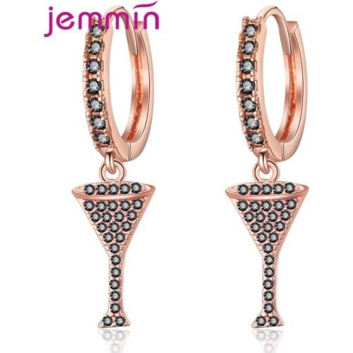 Europe Women Cubic Zirconia Drop Earrings Cocktail Candy Cup Goblet Shining Piercied Ear Hanging Jewelry Wedding Party