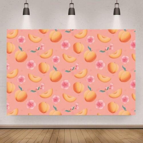 Pink Peaches One Year Old Birthday Theme Decor Party Backdrop Studio Photography Prop Baby Shower Background Supplies