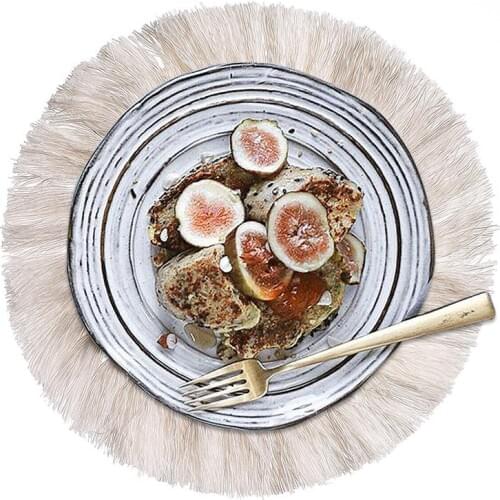 Cotton Rope Woven Placemat Bohemian Fringed Thermal Insulation Mat Aroma Coffee Cup Mat Home Restaurant Table Decoration